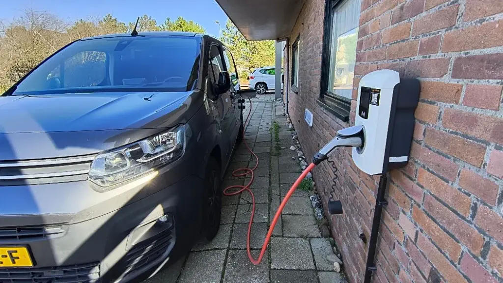 EV charging point at Hotel Rasch with an electric vehicle plugged in
